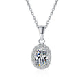 Fine Jewellery Fashion Pendant 1CT Moissanite Oval Cut 925 Sterling Silver White Gold Plated Women's VVS Diamond Necklace