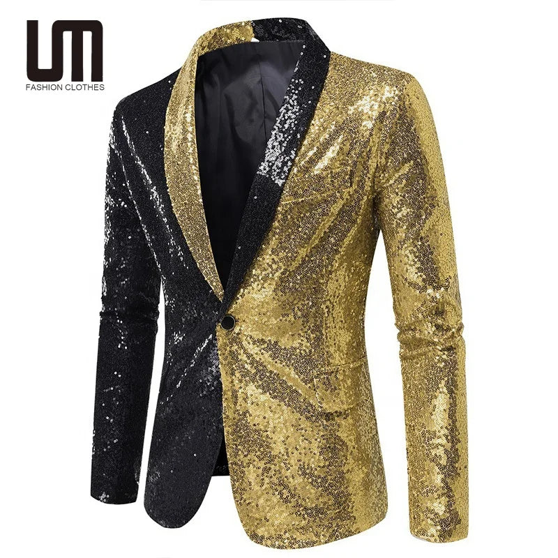Liu Ming Autumn Cheap Wholesale Trends Men Fashion Host Performance Dance Slim Jacket Sequins Blazer