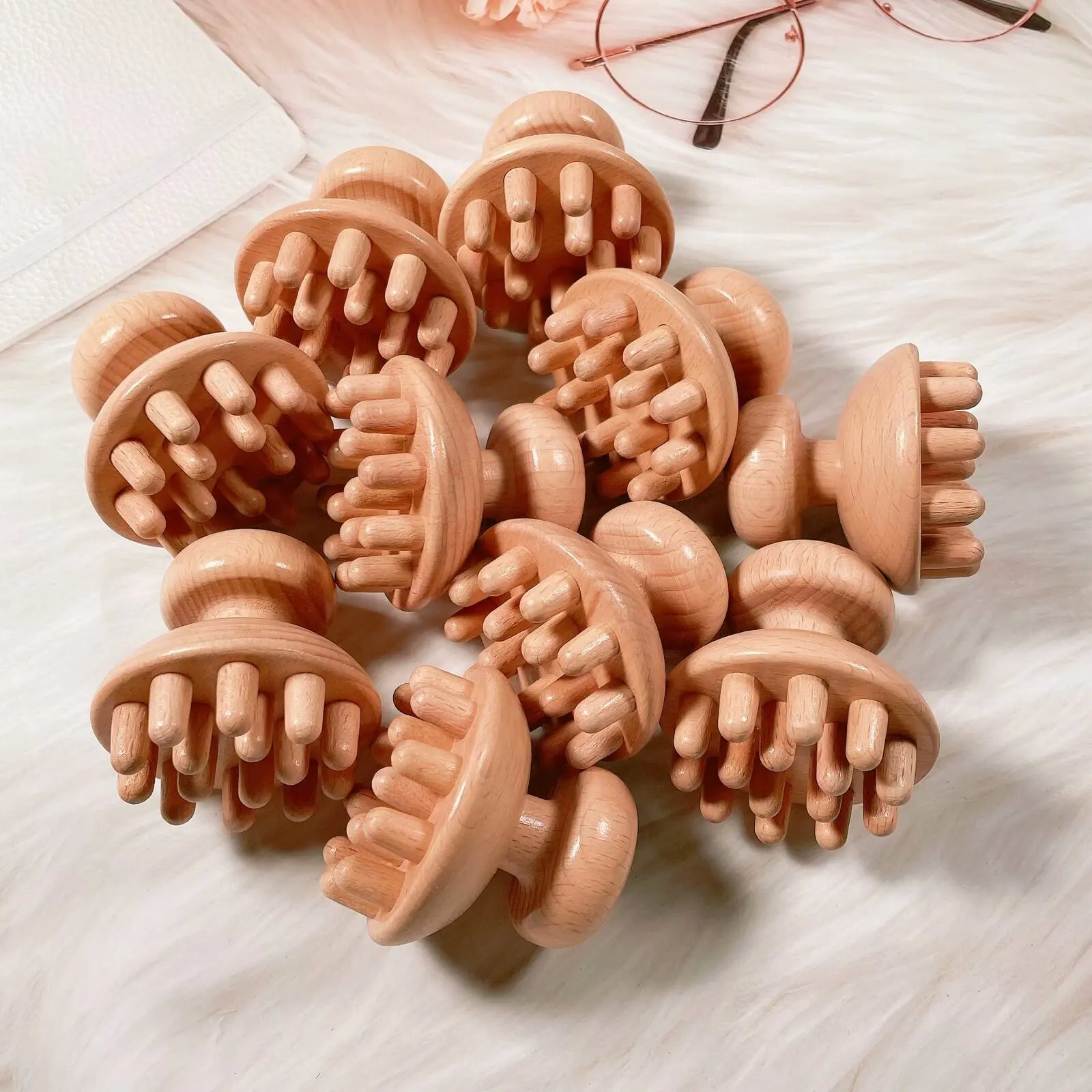 Huiying Wooden Mushroom Massage Anti Cellulite Lymphatic Drainage Octopus Therapy Massage Cup Tools Facial Massage Device