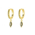 925 Sterling Silver Statement Earrings Colored Horse Eye Zircon Pendant Gold Plated Hoop Earrings Women Girls