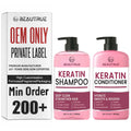 Private Label Keratin Shampoo Conditioner Set Thickening Treatment Dry Damaged Curly Frizzy Color Treated Hair Anti Frizz Unisex