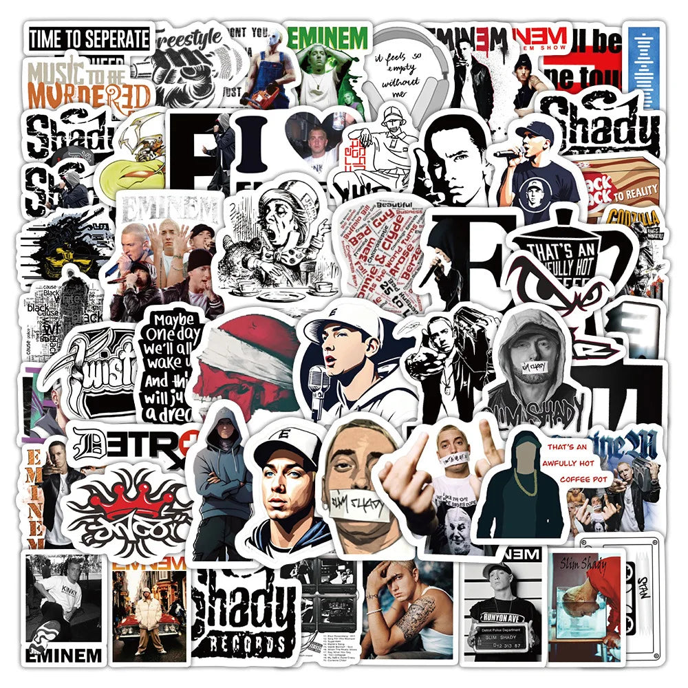 60Pcs Fashion Rapper King Eminem Graffiti Stickers for Phone Wall Decor Rap Music Singer Sticker