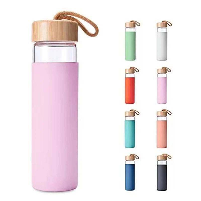 Customized Products Smg-77 Camping Glass Convenient Wide Mouth Drinking Bottles With Bamboo Lid