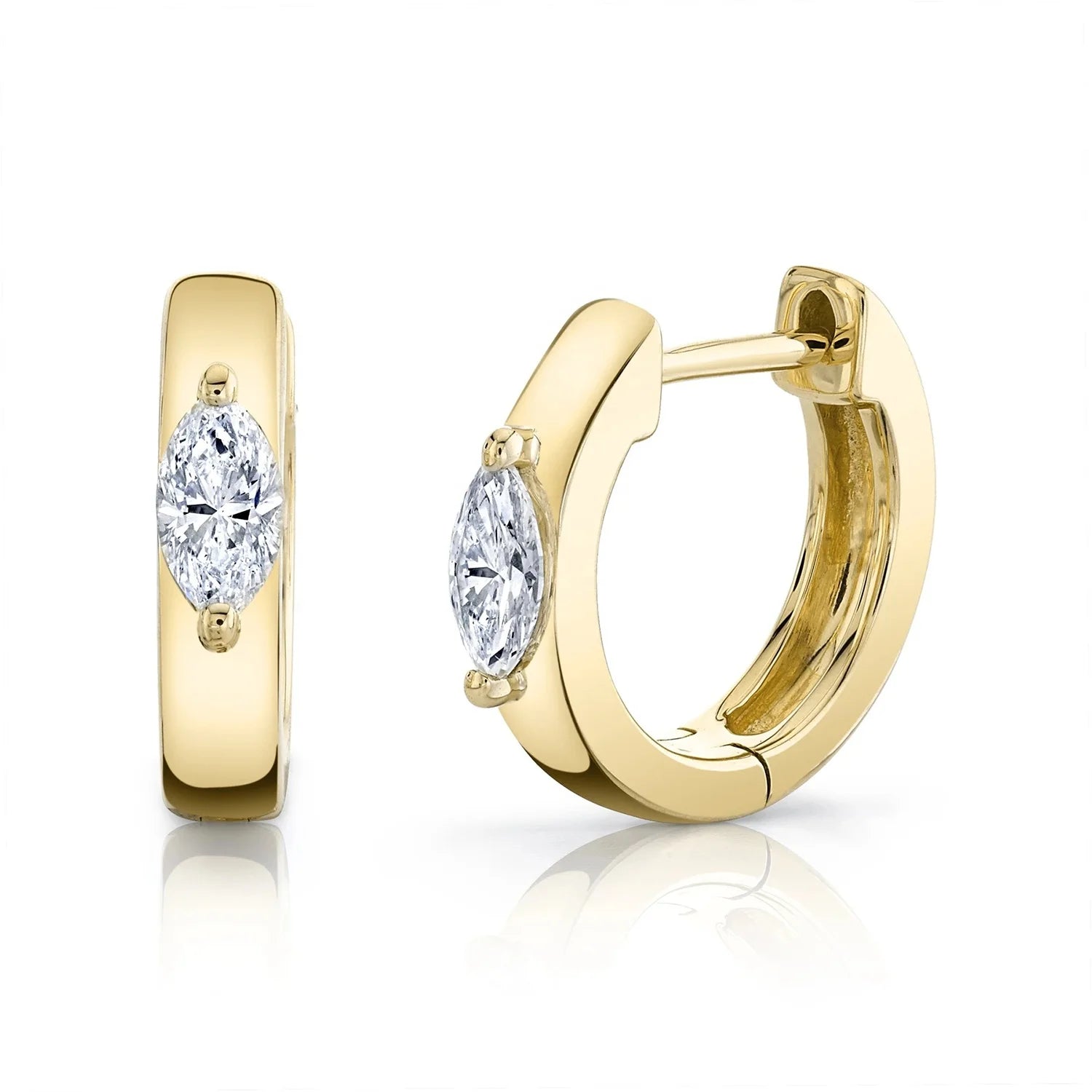 LOZRUNVE 925 Sterling Silver Gold Plated Solitaire Evil Eye Shape Marquise Diamond Pear Huggie Hoop Earring Set