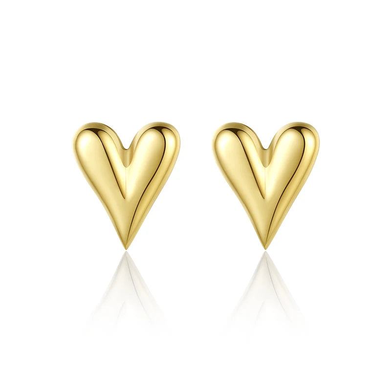 Wholesale Bulk Fashion 18K Gold Plated Stainless Steel Heart Shaped Stud Earrings for Women Girls