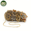 LEB1227 Tiger Shape Evening Purse Crystals Hand Bags Womens Crystal Clutch Bag Rhinestones MegaBDM