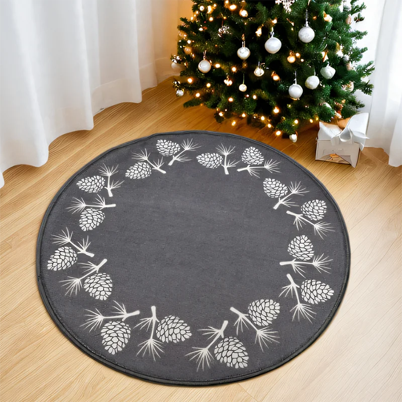 Modern Christmas Novelty Design 5mm Red Carpet Machine-Washable Non-Slip Mats for Home Bathroom Entrance Bedroom-Happy Holiday