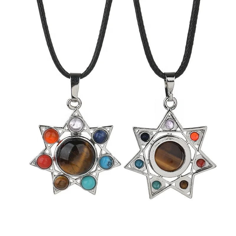 7 Chakras Natural Quartz Gemstones Pendant Point Chakra Reiki Healing Crystal Amulet Pendants