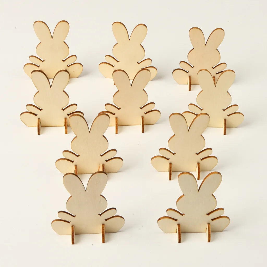 Wholesale 10 Pcs Unfinished Wooden Rabbit Ornaments for Easter DIY Crafts and Kids Painting Projects 10pcs Pack Dropshipping