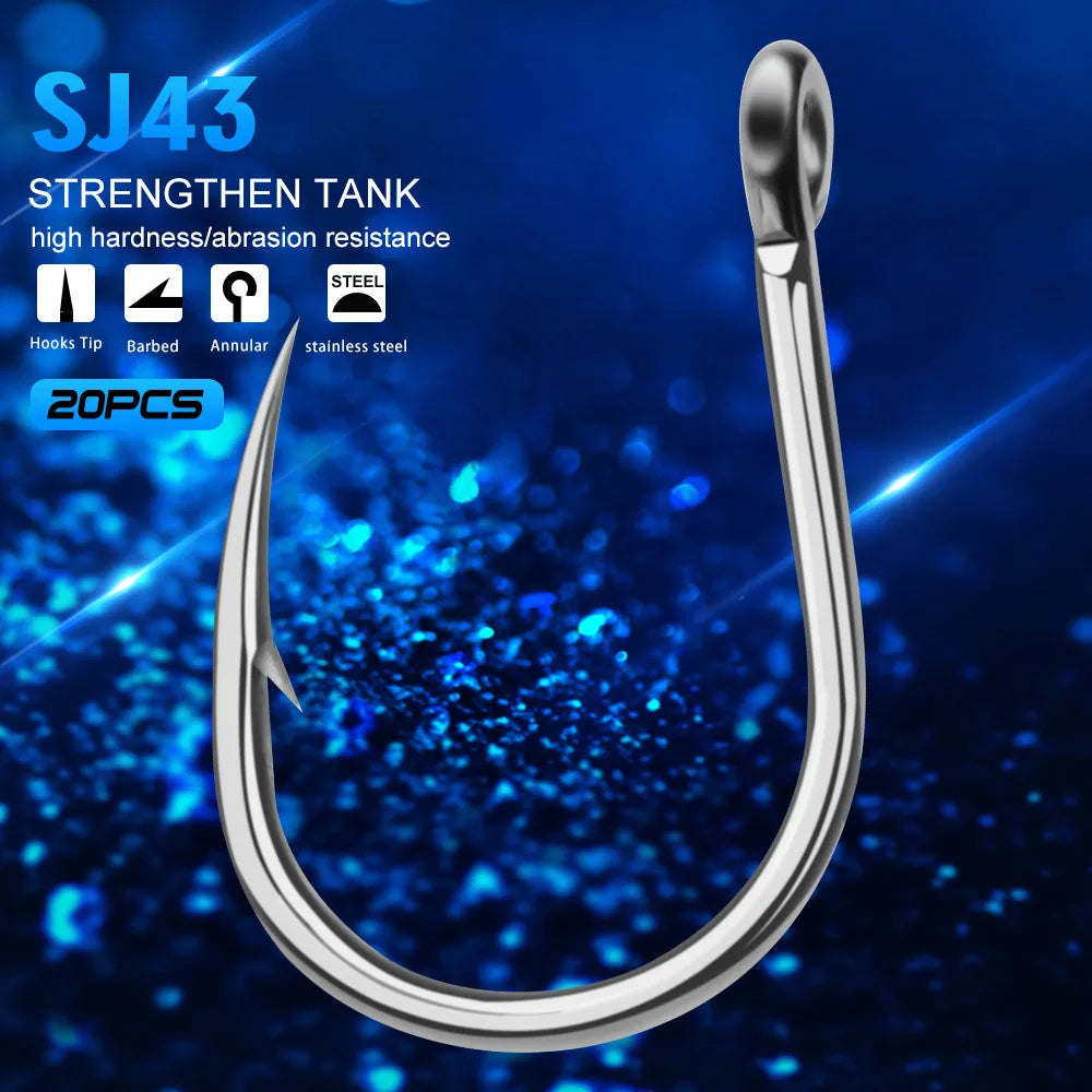 Stainless Steel Slow Jigging Circle Hooks 1/0-13/0 Sizes for Sea Trolling Catfish Target Species Super Strong Chemically