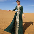 Printed Muslim Long Casual Sleeve Dress Plus Size Abaya Jilbab Maxi Dress Muslim Dresses Solid Color Embroidery Abaya for Women