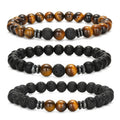 Mens Beaded Bracelets Matte Lava Rock Volcanic Stone Beads for Women Stretch Bracelet Fashion Jewelry