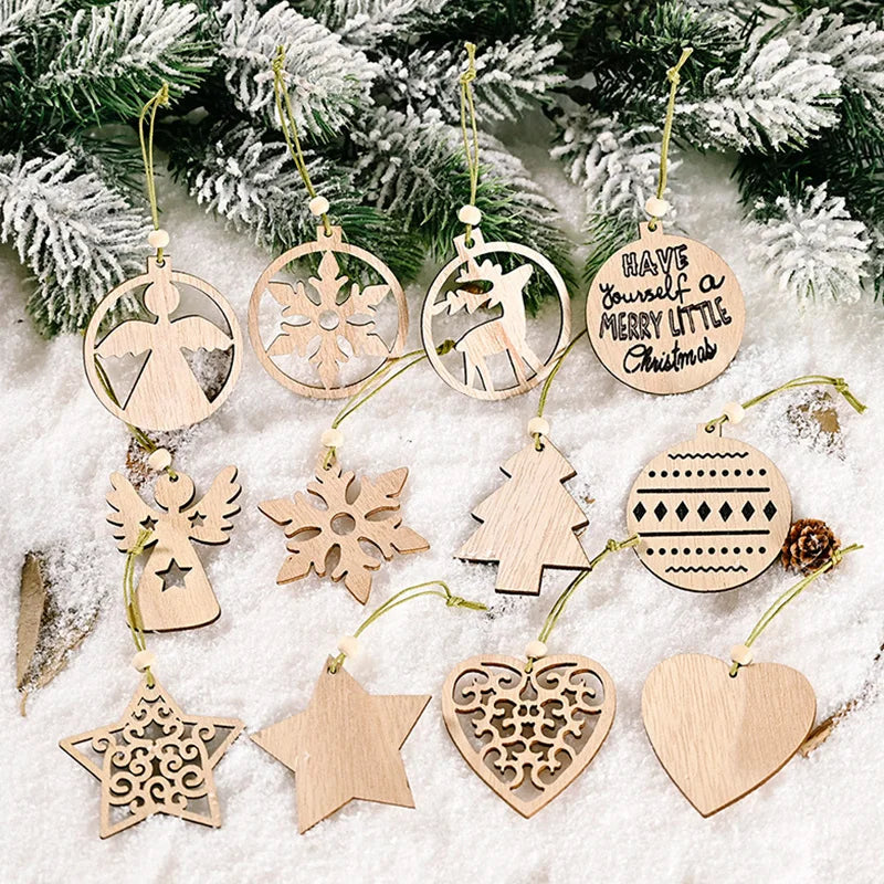 Custom Christmas Tree Wooden Decor DIY Snowflake Wooden Ornament Xmas Home Wooden Christmas Decorations