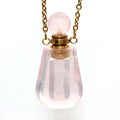 Hongzhuo Essential Oil Bottles Rose Quartz Necklace Gold Chain Bottle Perfume Pendant Charm Aromatherapy Crystal Stone Necklace Jewelry