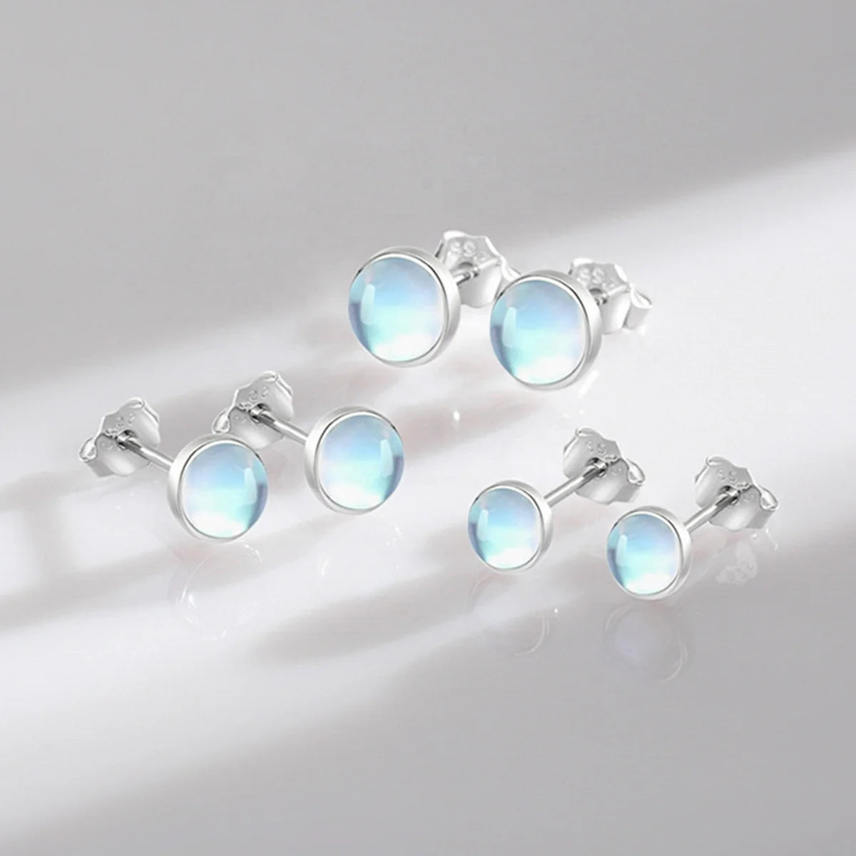 Wholesale Korean Fashion Trendy Moonstone Stud Earrings 925 Sterling Silver Hypoallergenic for Weddings and Parties