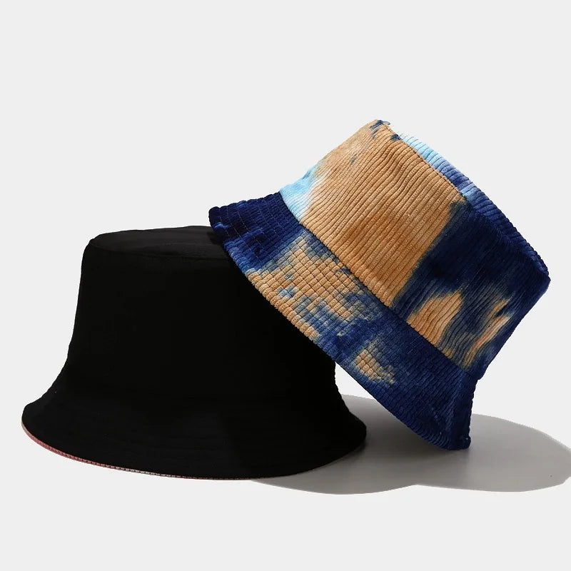 Wholesale Fashion Corduroy Bucket Hat Custom Embroidery Tie Dye Bucket Hat Reversible