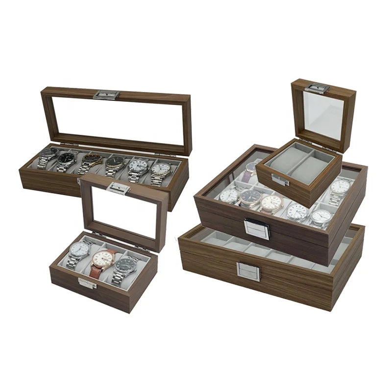 Luxury 6 Slot Walnut Wood Watch Storage Organizer Box 12 Watch Display Case Wooden Luxury Watch Case