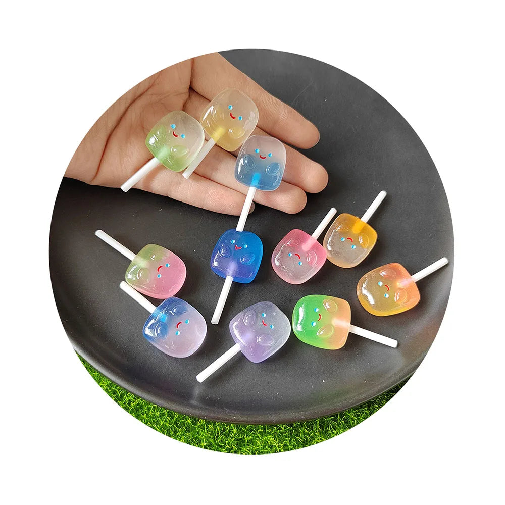Cute Ice Cream Mini Food Gradient Color Smiling Resin Popsicle Flatback Scrapbook DIY Decor Home Accessories Crafts MegaBDM