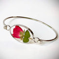 Handmade Resin Flower Jewelry Dried Flower Bangle Rose Floral Preserved Flower Resin Bracelet for Wedding Valentines Day