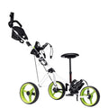 HOW TRUE Outdoor High Performance Black Foldable Lightweight Aluminum 3 Wheels Golf Push Cart With Seat