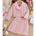 2025 Hot Sale Spring Autumn Children Plaid Outfits 2pcs Jacket+Skirt Casual Kids Teenagers Girl Clothes Sets