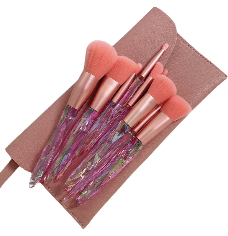 Makeup Brush 10 Sets pink Makeup Brush with pink Bag Wholesale Makeup Brush Set High Quality ABS