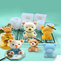 DM325 Cute 3D Bear Ice Cube Lattice Animal Chocolate Silicone Mold Epoxy Resin Cement Concrete Soap Soy Wax Candle Moldes