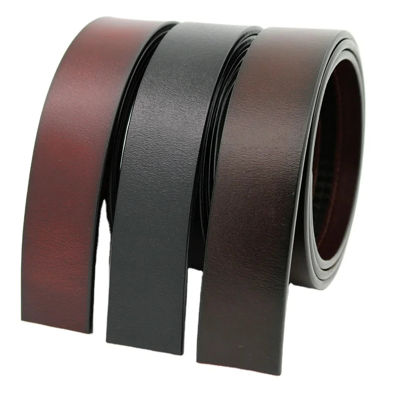 Classic Formal Leather Men's Automatic Buckle Belt Without Buckles Ratchet Belt Strap