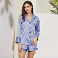 Fung Item 6002 Single Breasted Home Suit Woman 2 Pieces Pocket Pijama Set With Shorts Pure Color Set Bridesmaid Pajamas