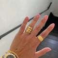 Fenny High-End 18K Gold Plated Stainless Steel Ring Trendy Chunky Statement Wide Roll Wire Wrap No Fade Finger Ring Wholesale