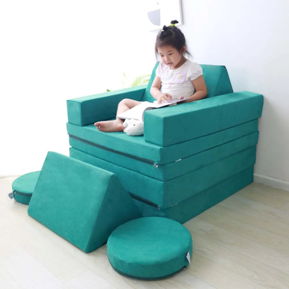 10 Pieces Per Set Kids Play Couch  Couch Foam Filling Modular Sofa Blocks Adjustable Living Room Kids Play Sofa Bed