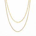 Joolim Jewelry 18K Gold Plated Double-Layer Necklace Square Snake Chain Paper Pin Link Vintage Stainless Steel Wholesale