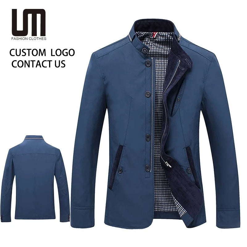 2025 New Autumn Winter Men's Stand Collar Coat Business Casual Outwear Jacket Thick Warm Windproof Office Coat Wholesale