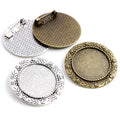 25mm Inner Size Bronze Antique Silver Plated Brooch Pins Baroque Flower Style Cabochon Blank Base Setting Trays