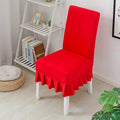 Solid Color With Pleated Skirt Detachable Elastic Chair Cover for Home Wedding Banquet Event Dining Party