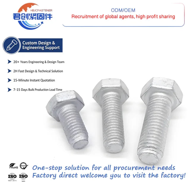 High Strength Din931 Din 933 Thread Carbon Steel Hex Bolt Nut Grade 8.8 Hot Dip Galvanized M50 M6 M13 M8 M10 Sizes Plain