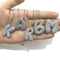 Women Copper English 26 Initial Alphabet Puffy Bubble Balloon Letter Charm Pendant Chain Initial Necklace Jewelry Unisex Men