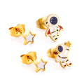 Women's Stainless Steel Stud Earrings 2022 Fashion Custom Cute Star Astronaut Design Gold Plated for Weddings