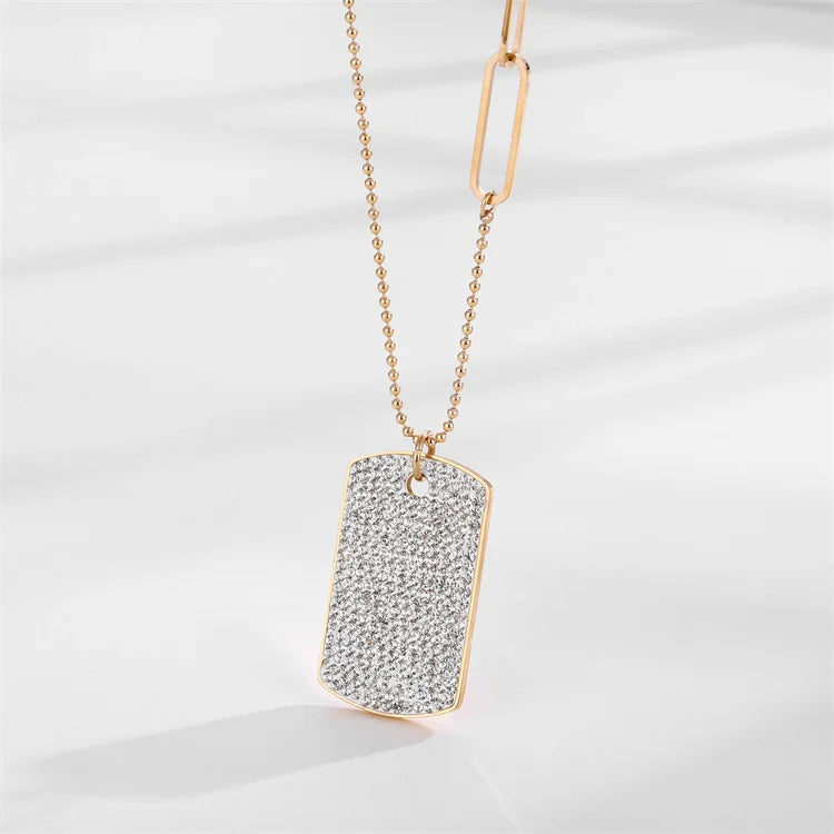 2023 New Hip Hop Jewelry Mirco Pave Cz Full Diamond Necklace Dog Tags Custom Pendant Necklace