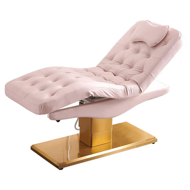 Luxury Pink Electric Adjustable Beauty Bed Portable Facial Recliner Chair Height Lift Massage Couch for Skincare Tattoo