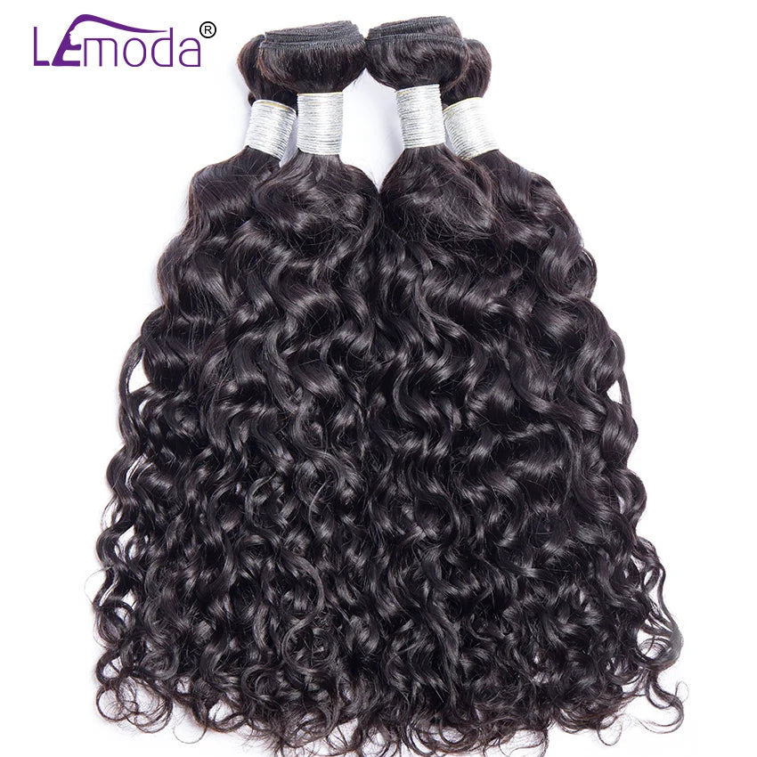 30 Inch 100% Human Remy Hair Extensions 3 4 Bundles Deal Natural Black Wet and Wavy Hair Brazilian Water Wave Hair Weave Bundles