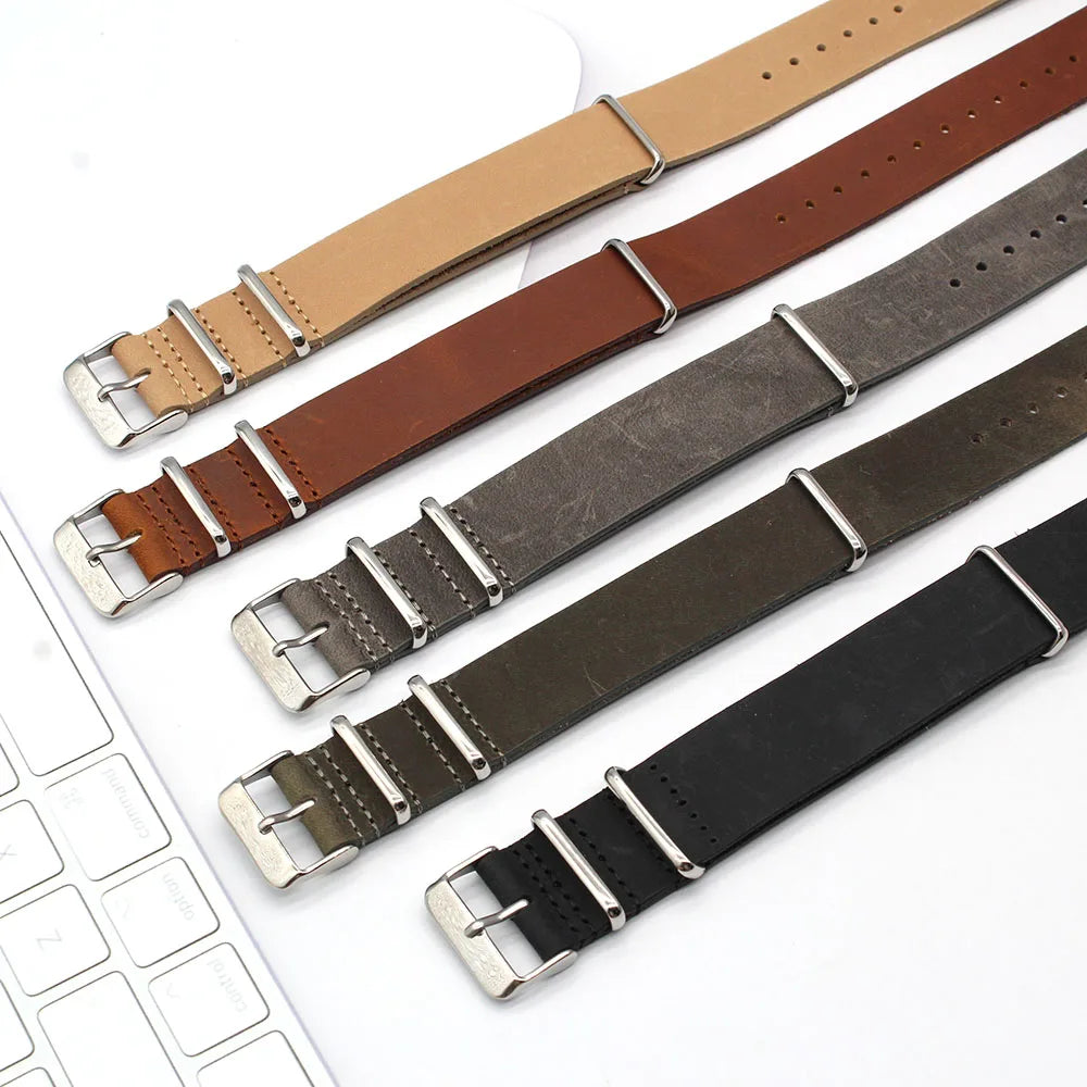 Hot Sale Vintage Full Grain Crazy Horse Genuine Leather Watch Straps 18/20/22/24mm Suitable for Different Kinds of Watches