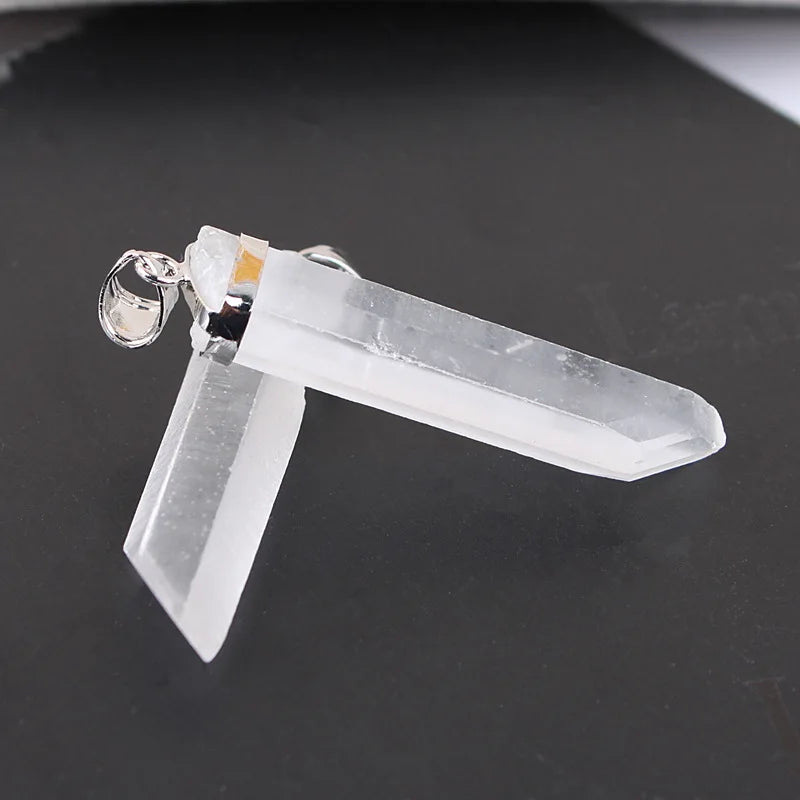 Wholesale Clear Quartz Pendant for Jewelry Making Natural Gem Healing Point Reiki Crystal Pendant