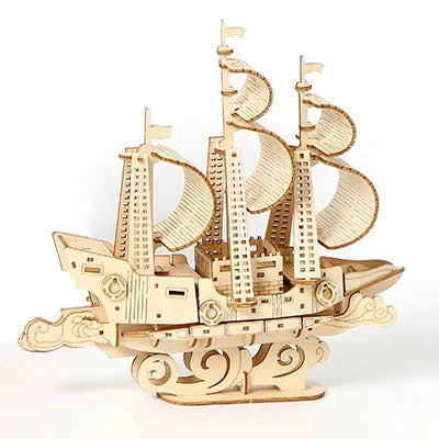 Laser Cut Basswood Ocean Sailboat Model Wood Crafts Ship Decor DIY Educational Toys 3D Wooden Puzzle for Adults Kids