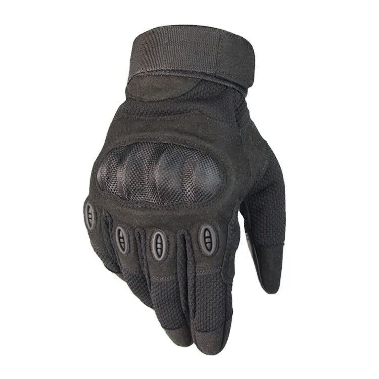Sturdyarmor Black Microfiber Outdoor Training Defense Gloves Touch Screen Cycling Hiking Hard Knuckle Full Finger Tactical