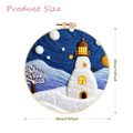 CHENISTORY Needle Felting Beginner Kits Snow Lighthouse Pattern DIY Painting Craft 3D Home Decoration Gift With Canvas Support