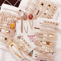 3 Pcs Ins Hot Hairpin Women's Suit Combination Pearl Hairgrip Ins Ancient Stylish pink Hair Clip