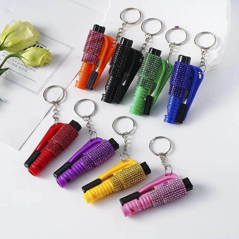Custom Logo Portable  Car Window Breaker Key Chain Outdoor Rescue Hammer Car Window Breaker Escape Hammer Self Defense Key Chain