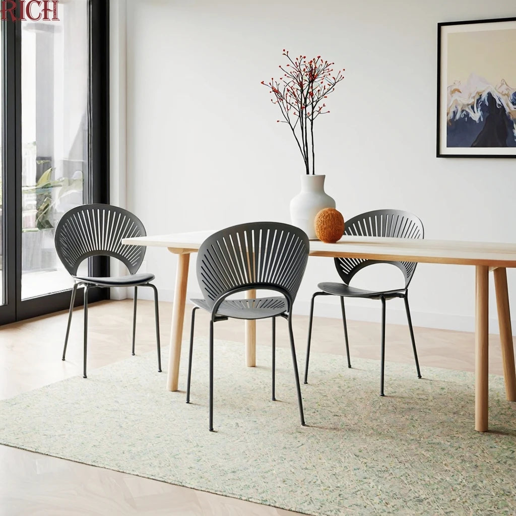 Modern Nordic Curved Shape Solid Wood Stackable Dining Side Chair for Home Kitchen Living Room Cafe Event Hotel Restaurant