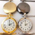 Fashion Smooth and Bright Retro Double Faced Stainless Steel Quartz Antique Pocket Watches